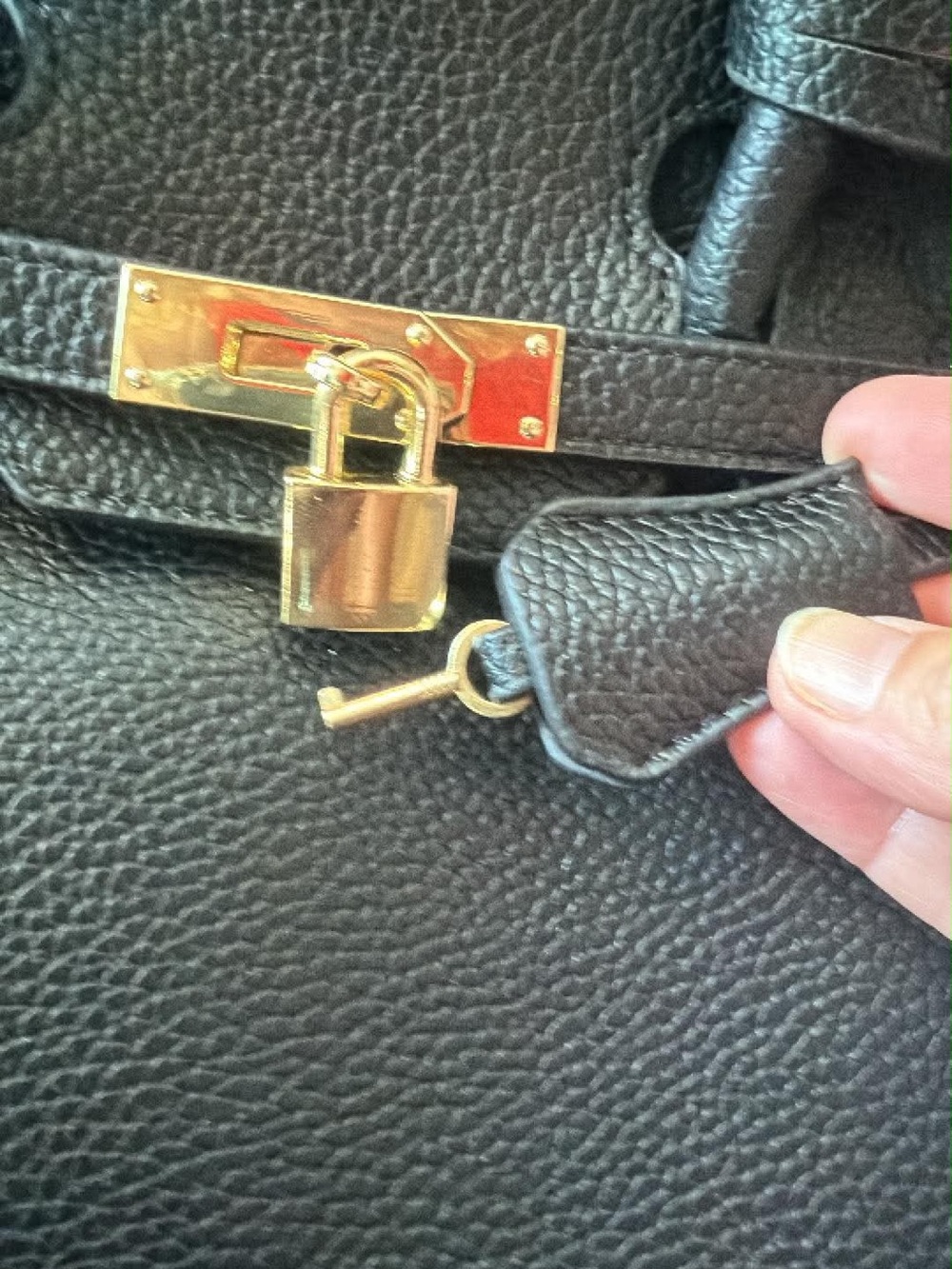 Classic Black Leather Top-Handle Satchel with Gold Hardware - Picture 6 of 9